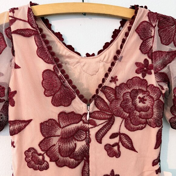 AS IS Joyfolie MIA JOY girls Verona burgundy LACE floral sharkbite formal bridal - Picture 8 of 15